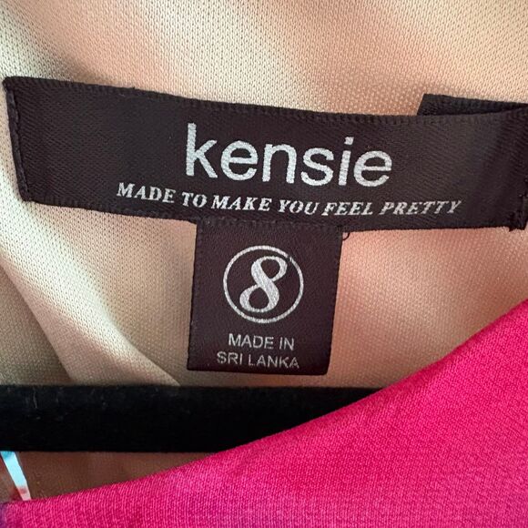 Kensie y2K Bold Orange, Pink Floral Chiffon Ruffle Sleeve Dress, Flowy Fit sz 8 - Picture 9 of 10